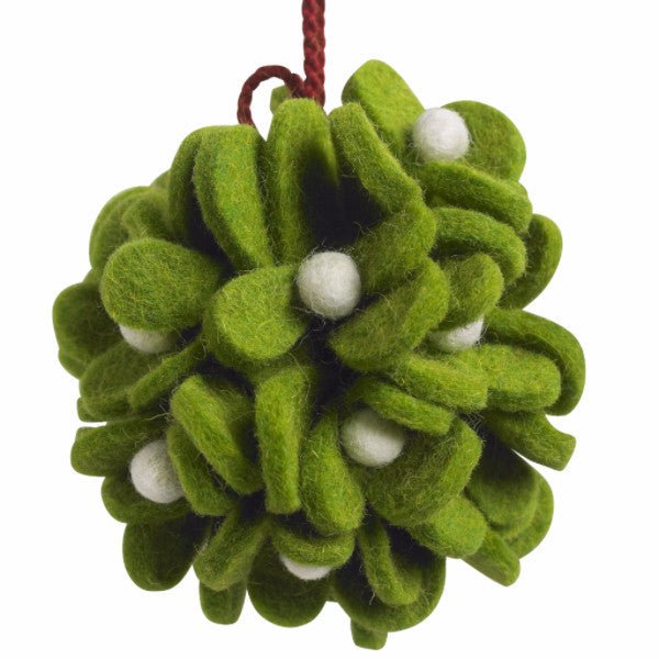 Handmade Felt Mistletoe Ball Christmas Ornament