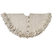 Handmade Felted Wool Overlapping Flowers Border Cream Christmas Tree Skirt 26"/48"/64"/72"