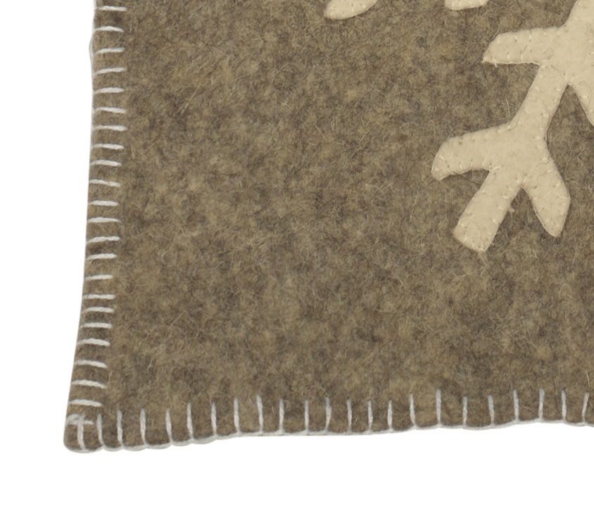 Gray Hand Felted Wool Christmas Table Runner - Snowflakes - 16"x44"