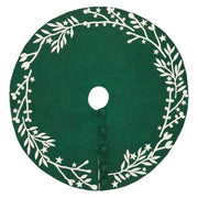 Handmade Felt Cream Branches And Stars Green Christmas Tree Skirt 60"