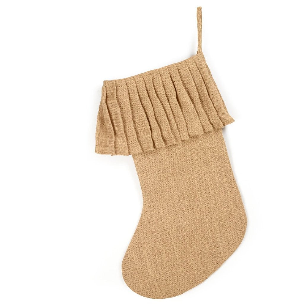 Handmade Jute Christmas Stocking - Ruffle Cuff