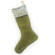 Handmade Precision-cut Cuff Christmas Stocking - Cream Green
