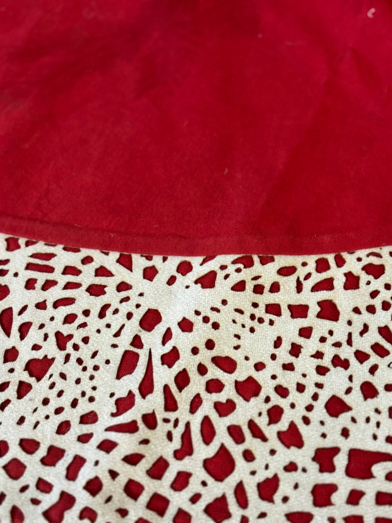 Handmade Wool Precision Cut Red Wool Christmas Tree Skirt – 60"