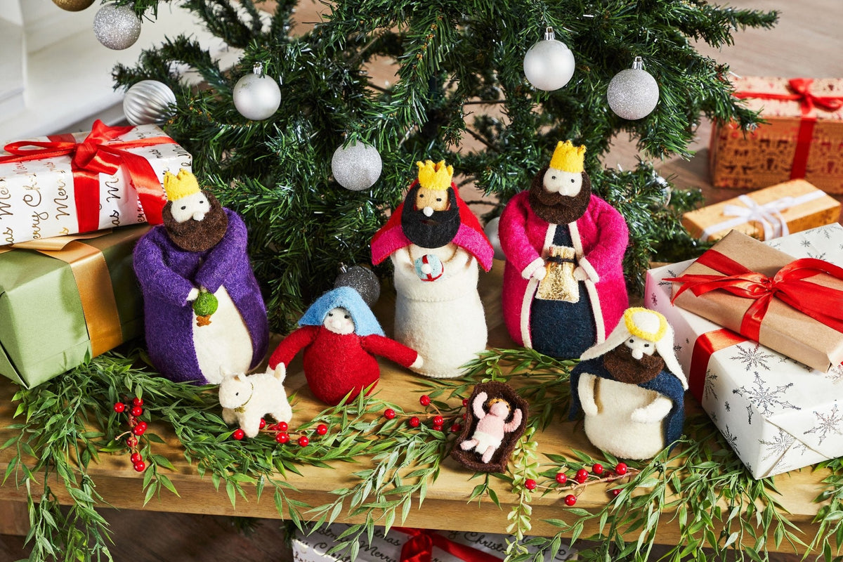 Handmade Nativity Scene In Hand Felted Wool