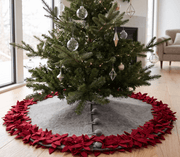 Handmade Overlapping Flowers Christmas Tree Skirt - Natural Red-60"