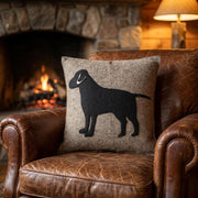 Handmade Pillow Hand Felted Wool - Black Lab Gray - 20"