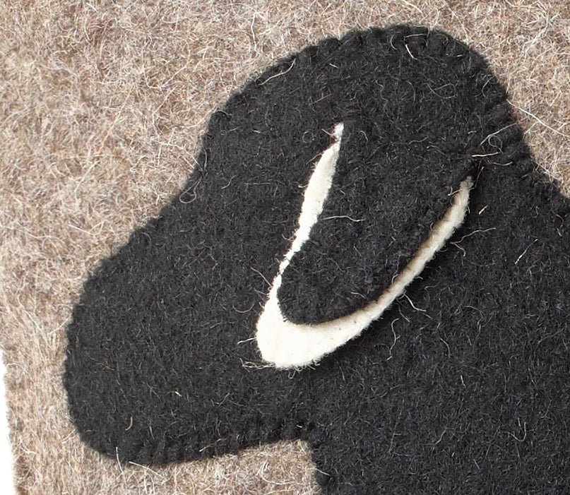 Handmade Pillow Hand Felted Wool - Black Lab Gray - 20"