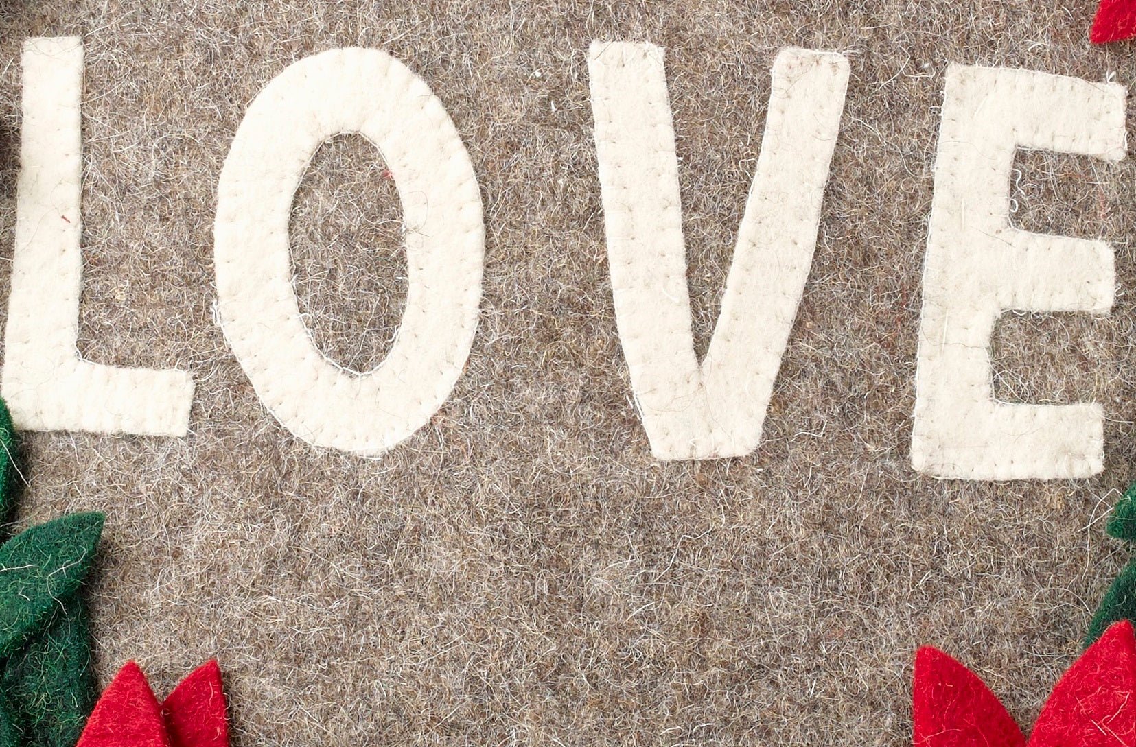 Handmade Pillow Hand Felted Wool - Love Wreath Gray - 20"