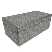 Handmade Reverse Painted Mirror Rectangular Box White And Beige Dots
