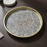 Handmade Reverse Painted Mirror Round Tray Terrazzo
