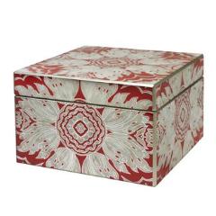 Handmade Reverse Painted Mirror Square Box Tomato Red - Medium