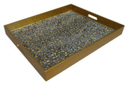 Handmade Reverse Painted Mirror Tray  Gold Dots - Extra Large Arcadia Home