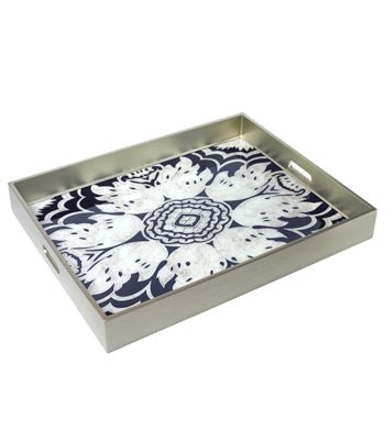 Handmade Reverse Painted Mirror Tray  Midnight - Extra Large Arcadia Home