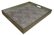 Handmade Reverse Painted Mirror Tray  Sand Floral - Extra Large Arcadia Home