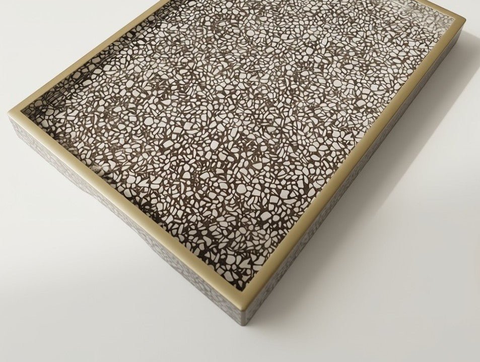 Handmade Reverse Painted Mirror Tray Terrazzo - Medium