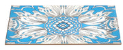 Handmade Reverse Painted Mirror Tray Beveled Edge Sky Blue - Small