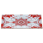 Handmade Reverse Painted Mirror Tray Beveled Edge Tomato Red - Small