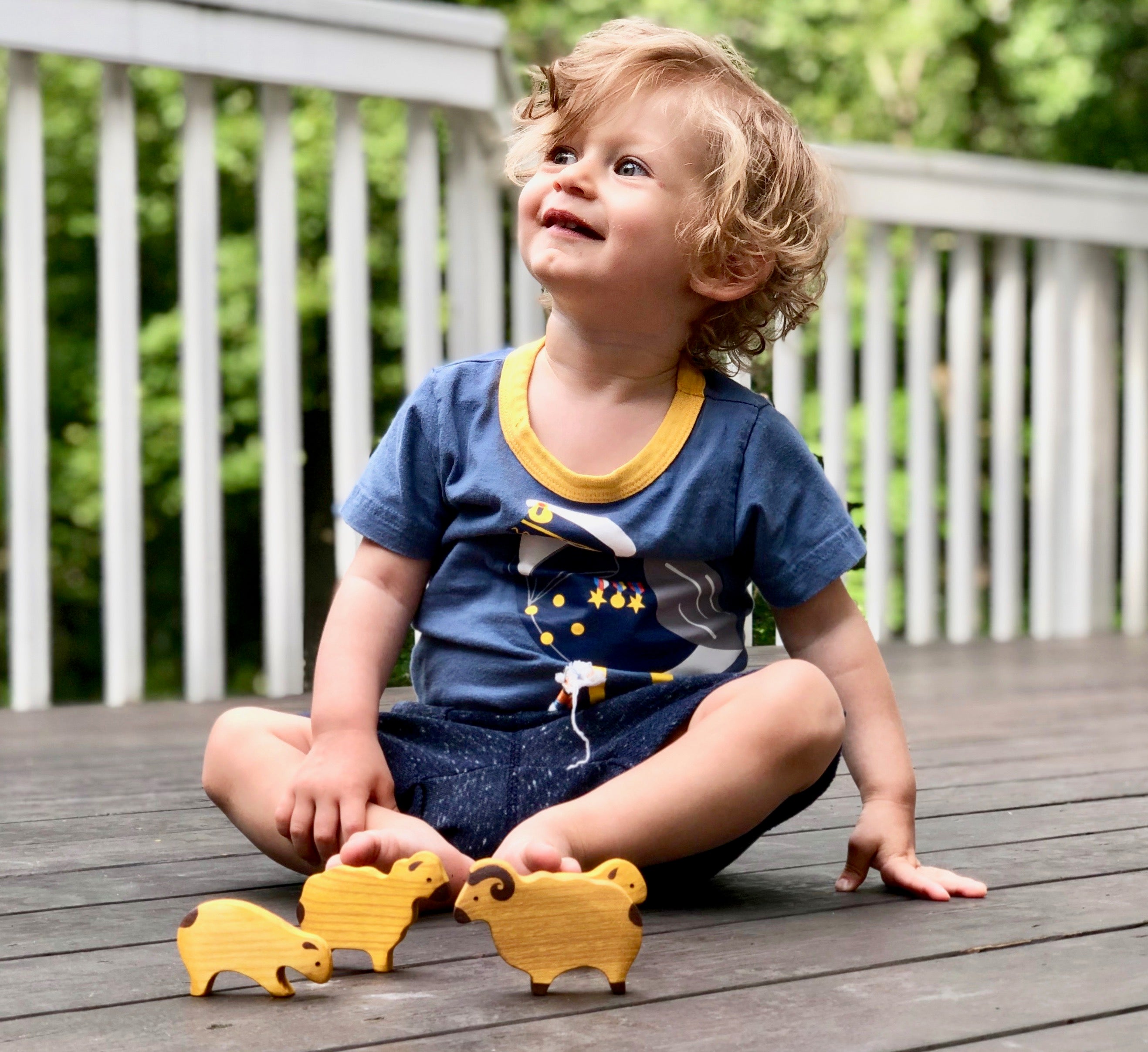 Waldorf Wooden Sheep Set Painted- 4 Pieces