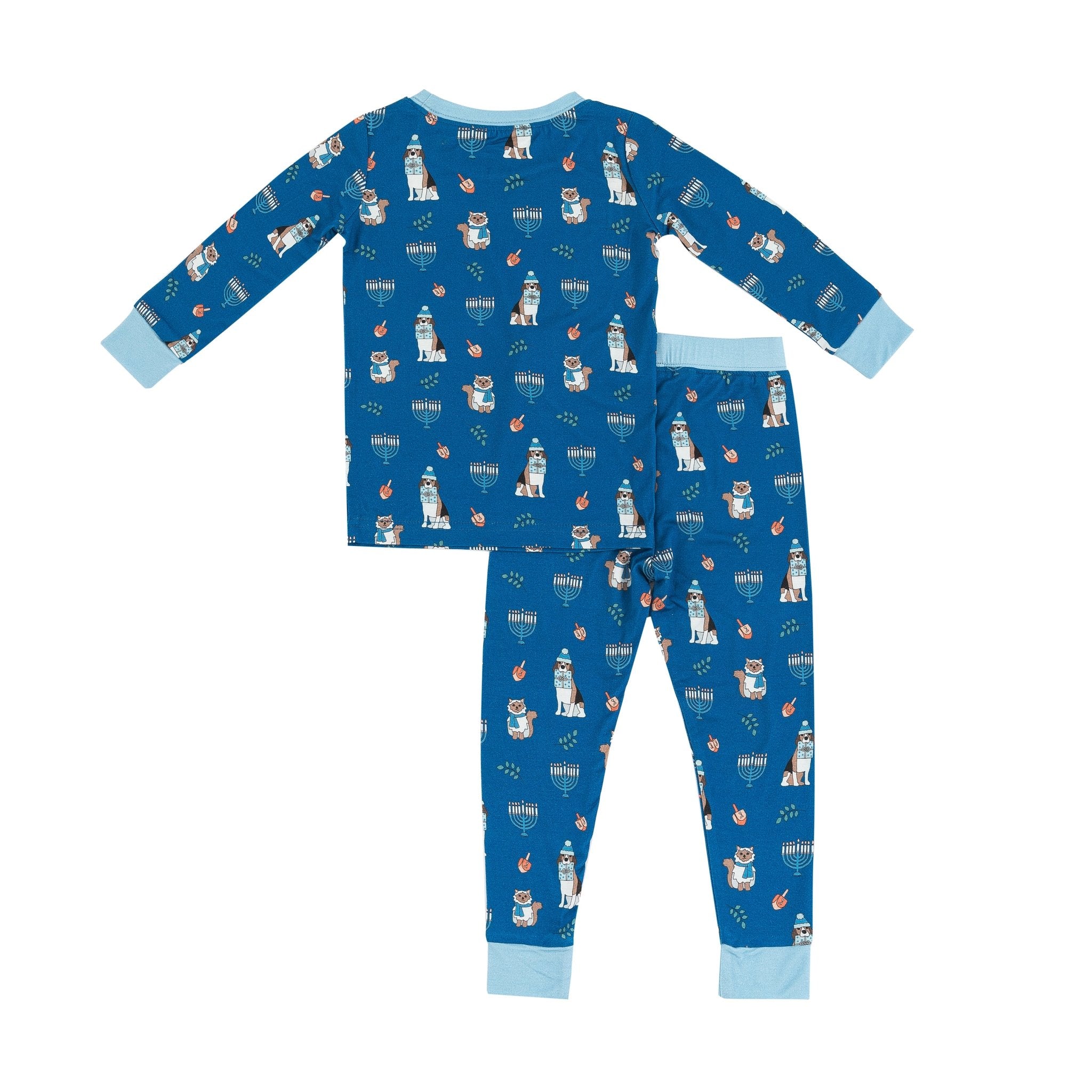Hanukkah Pets (women's Long Sleeve Pj) - Blue