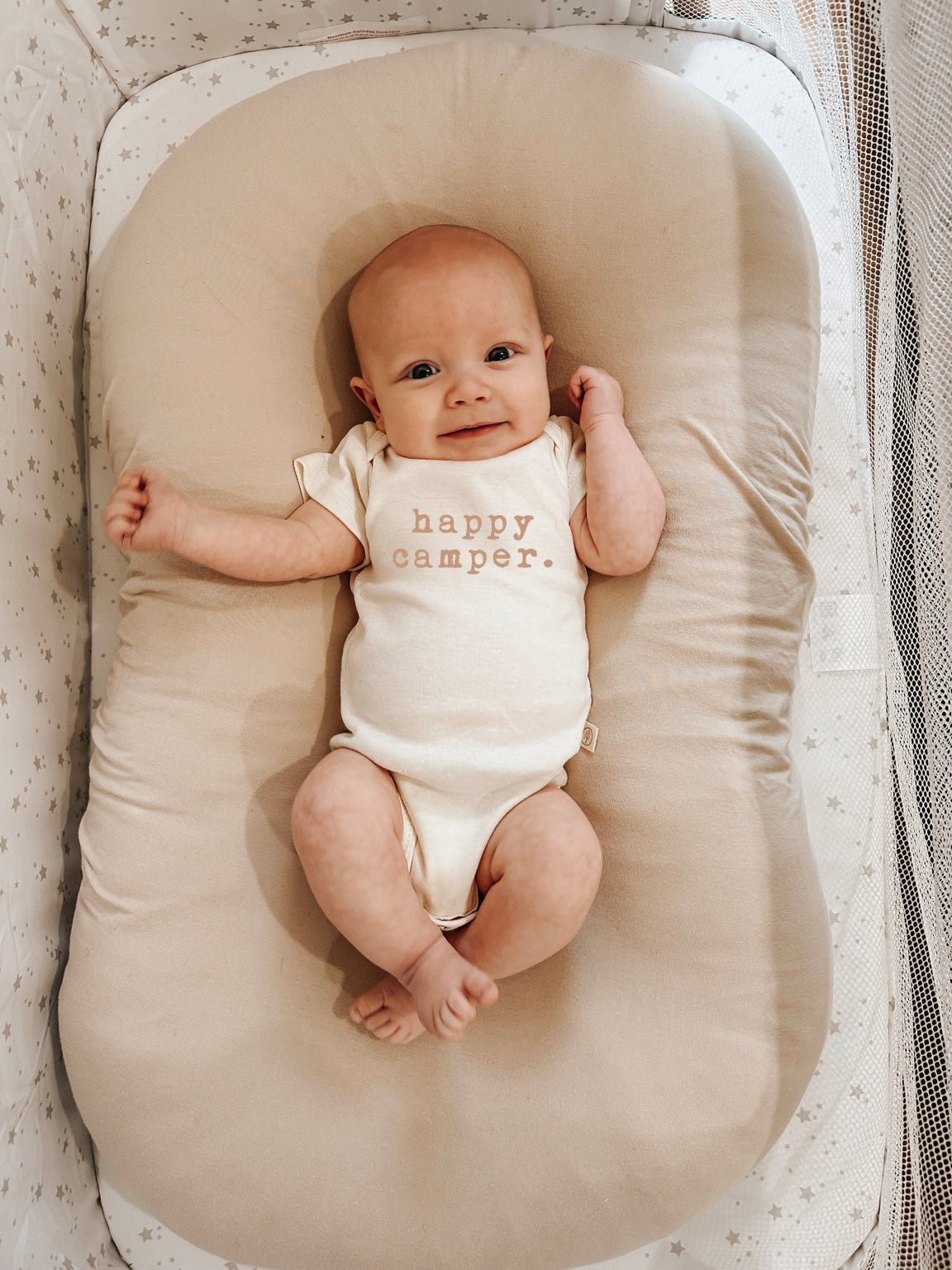 Happy Camper Clay Organic Cotton Baby Bodysuit Short Sleeve