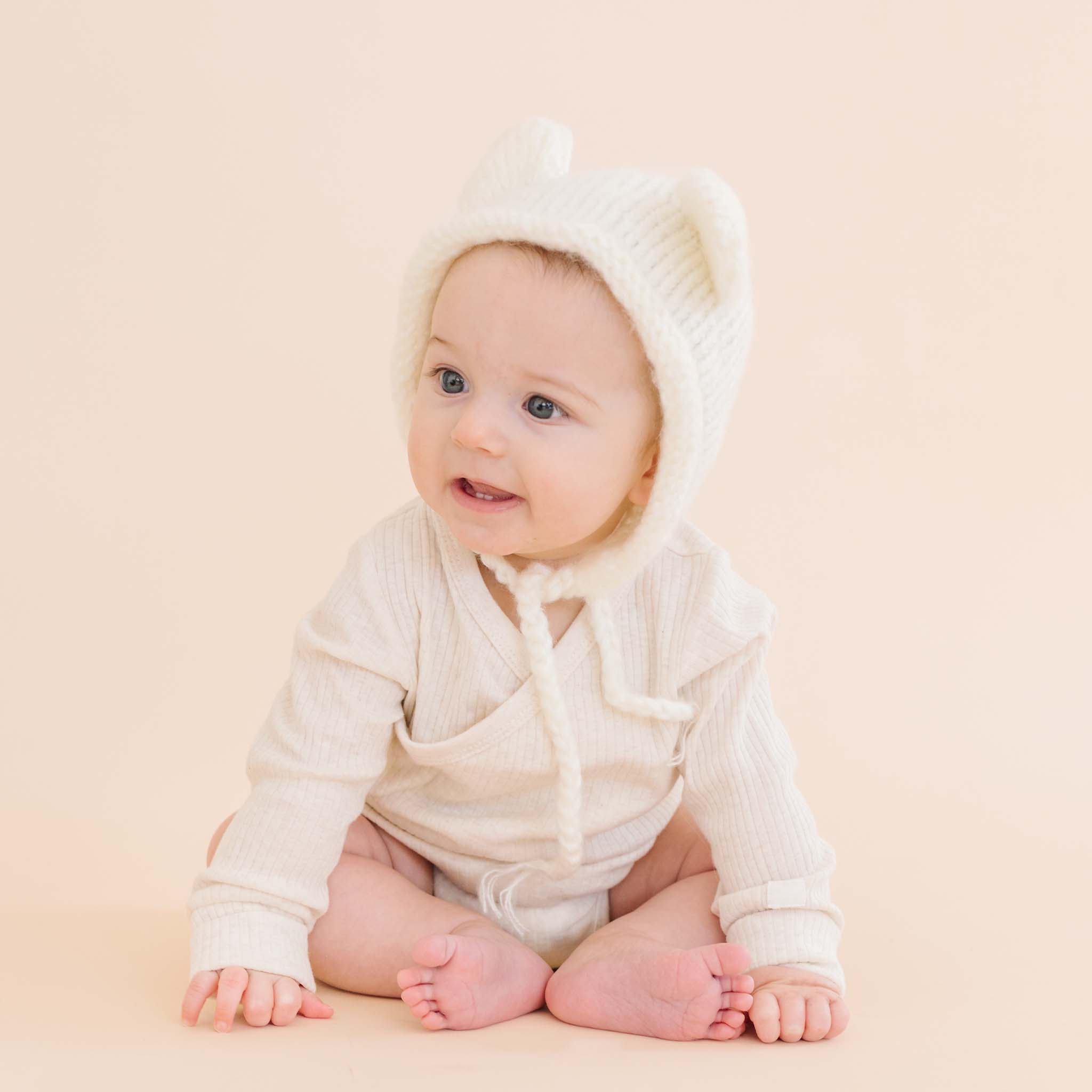 Harper Bear Mohair Knit Bonnet