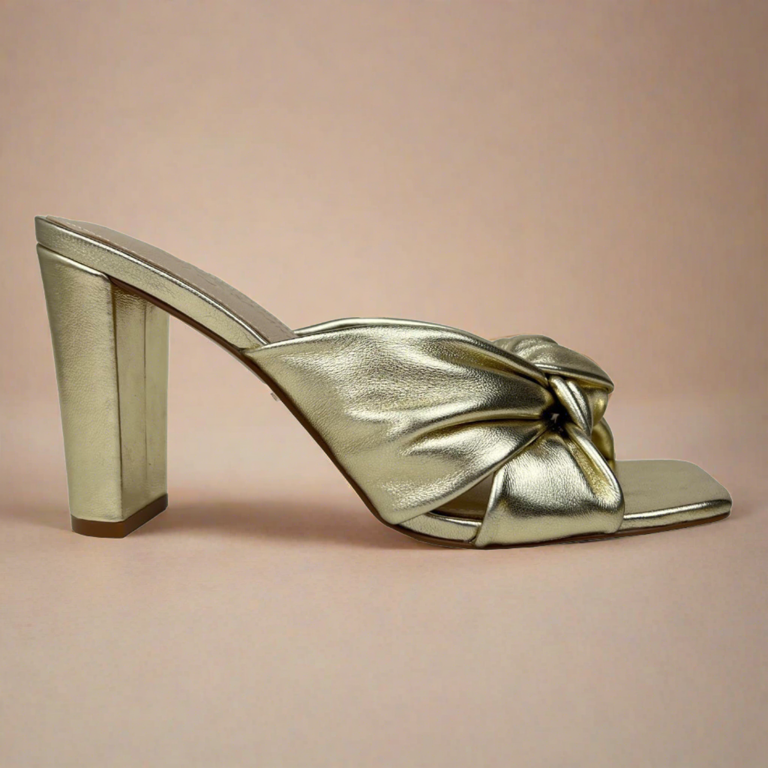 Hazel Knotted Dress Sandal In Gold Leather