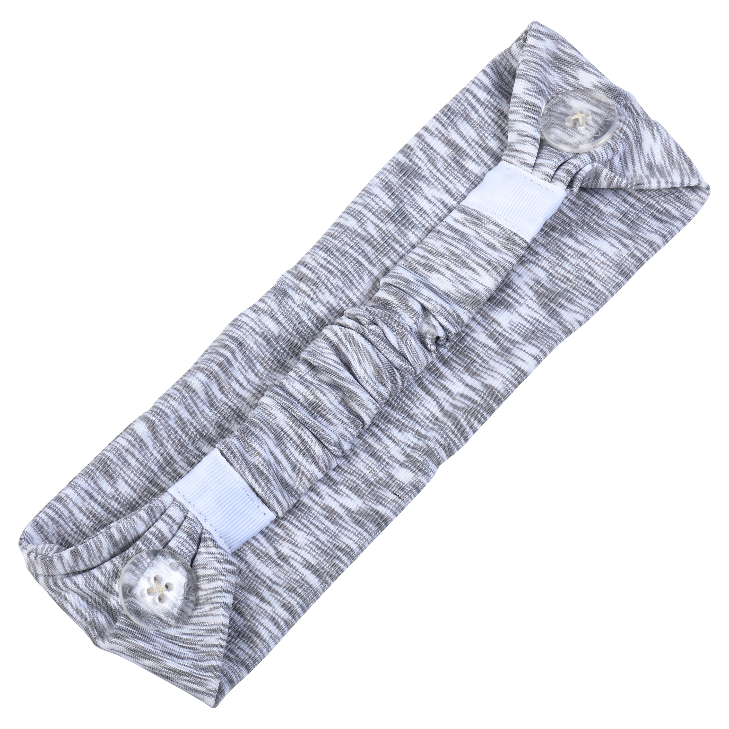 Cozy Light Gray Savior Headbands With Buttons For Masks