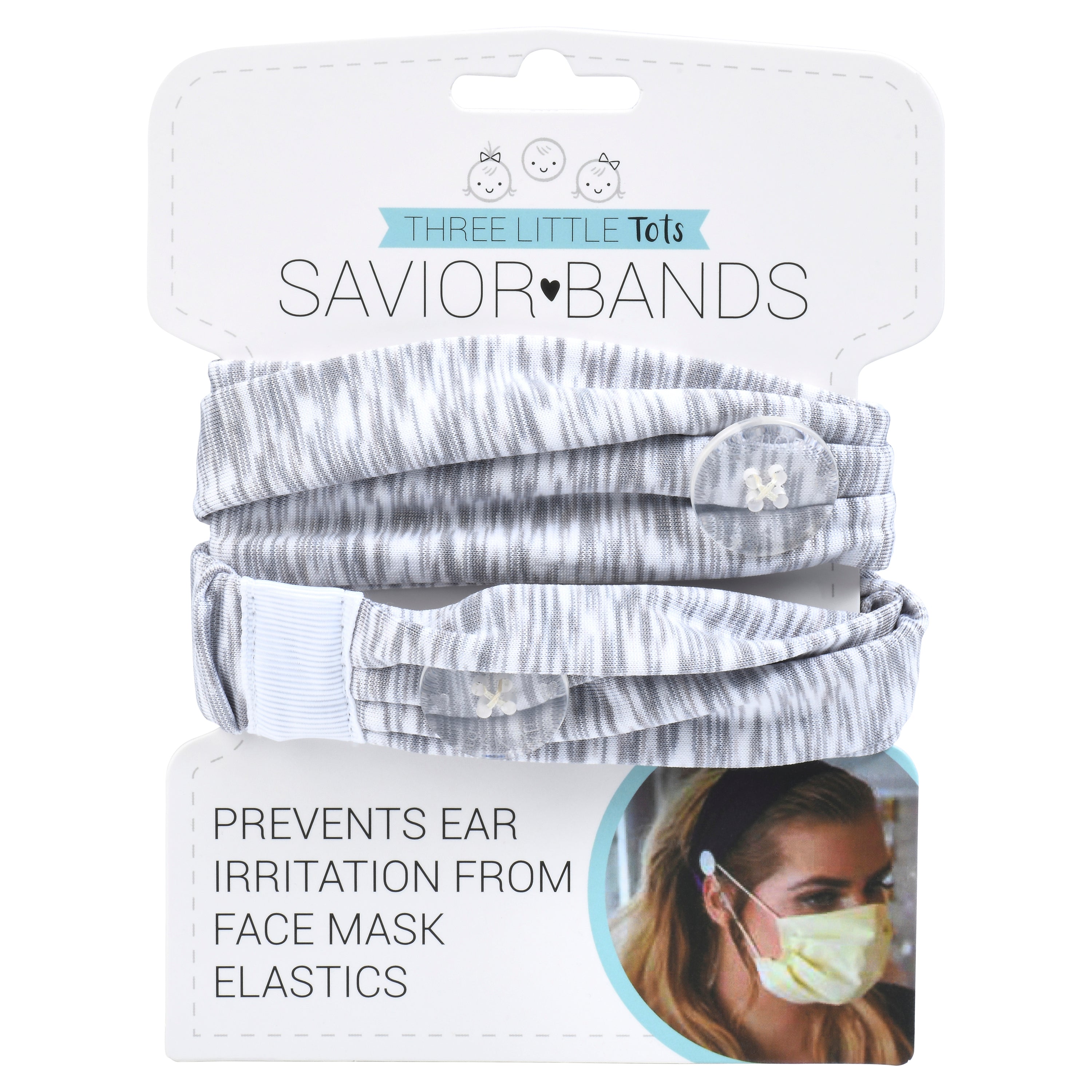Cozy Light Gray Savior Headbands With Buttons For Masks
