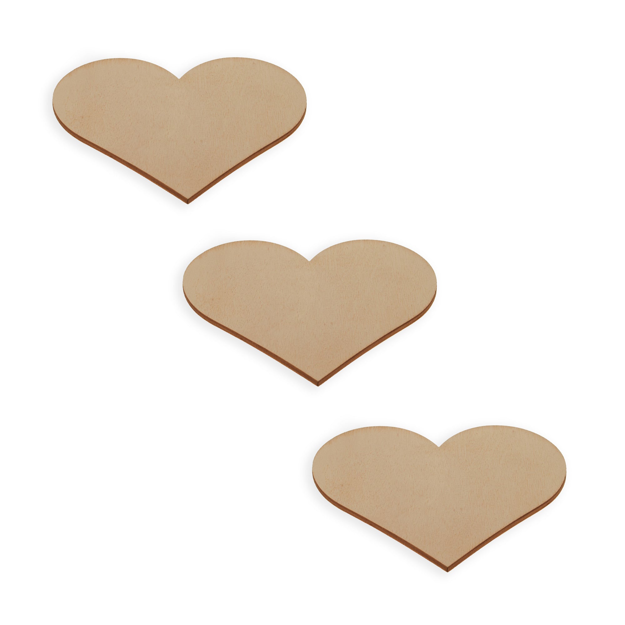 3 Hearts Unfinished Wooden Shapes Craft Cutouts Diy Unpainted 3d Plaques 4 Inches