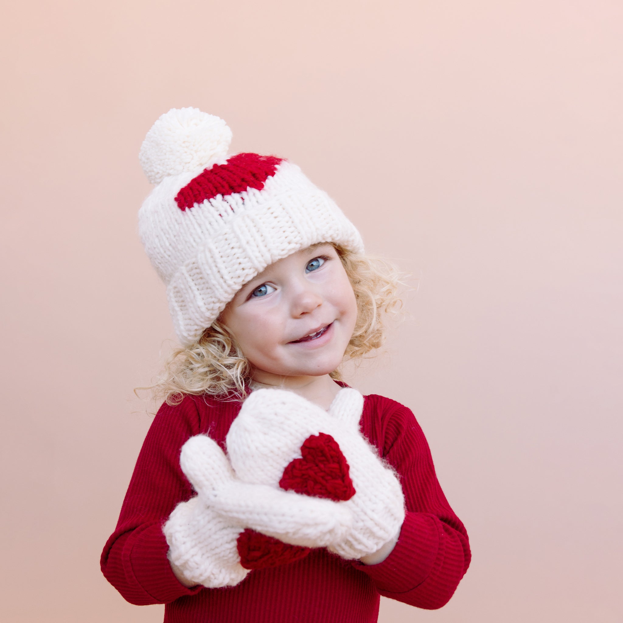 Heart Knit Hat, Red