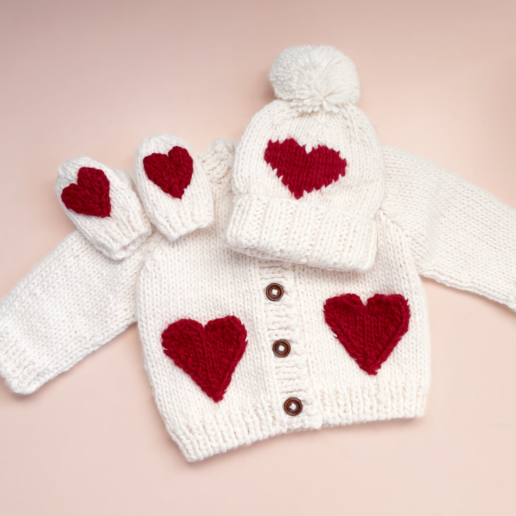 Heart Knit Hat, Red