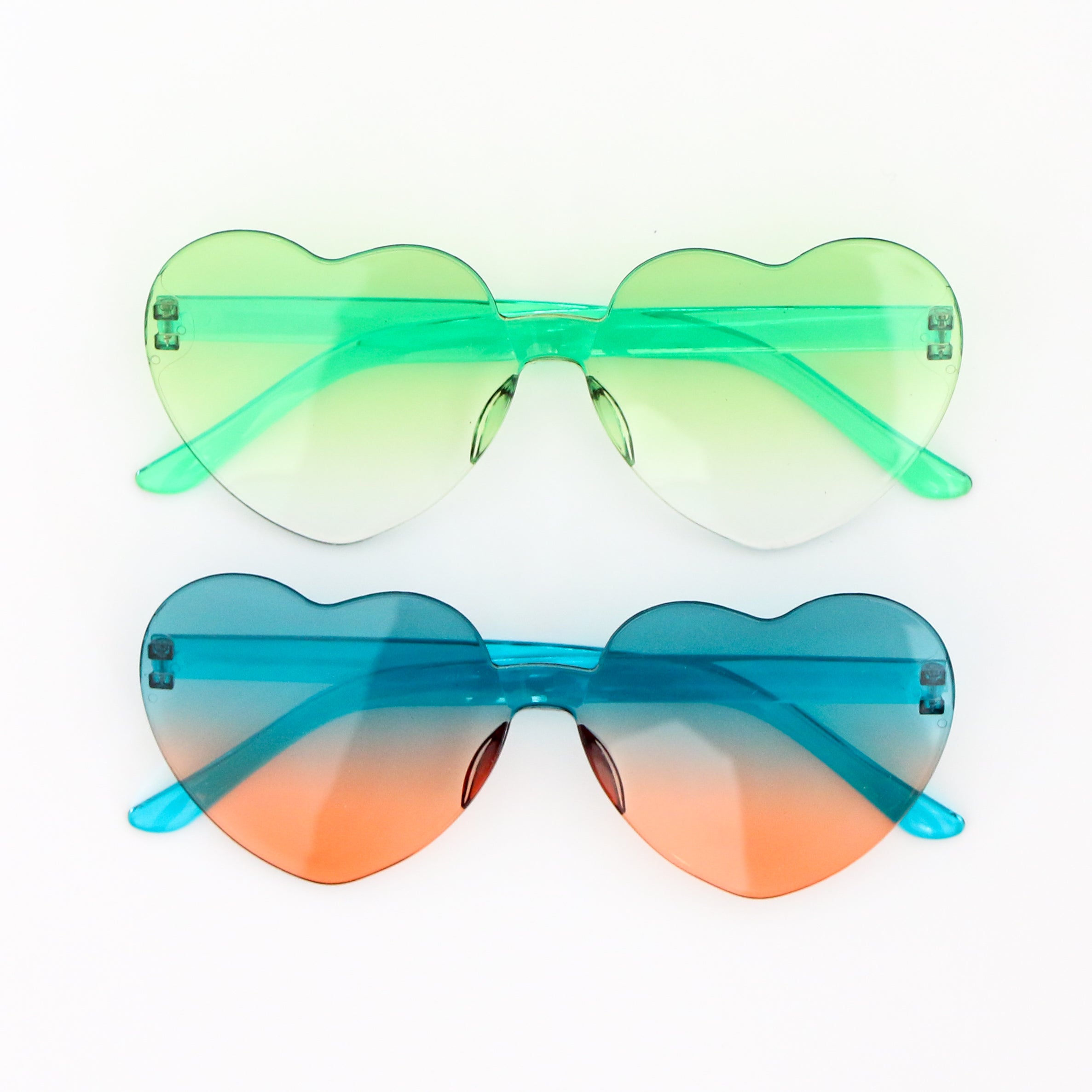 Green And Teal Ombré Heart Sunglasses