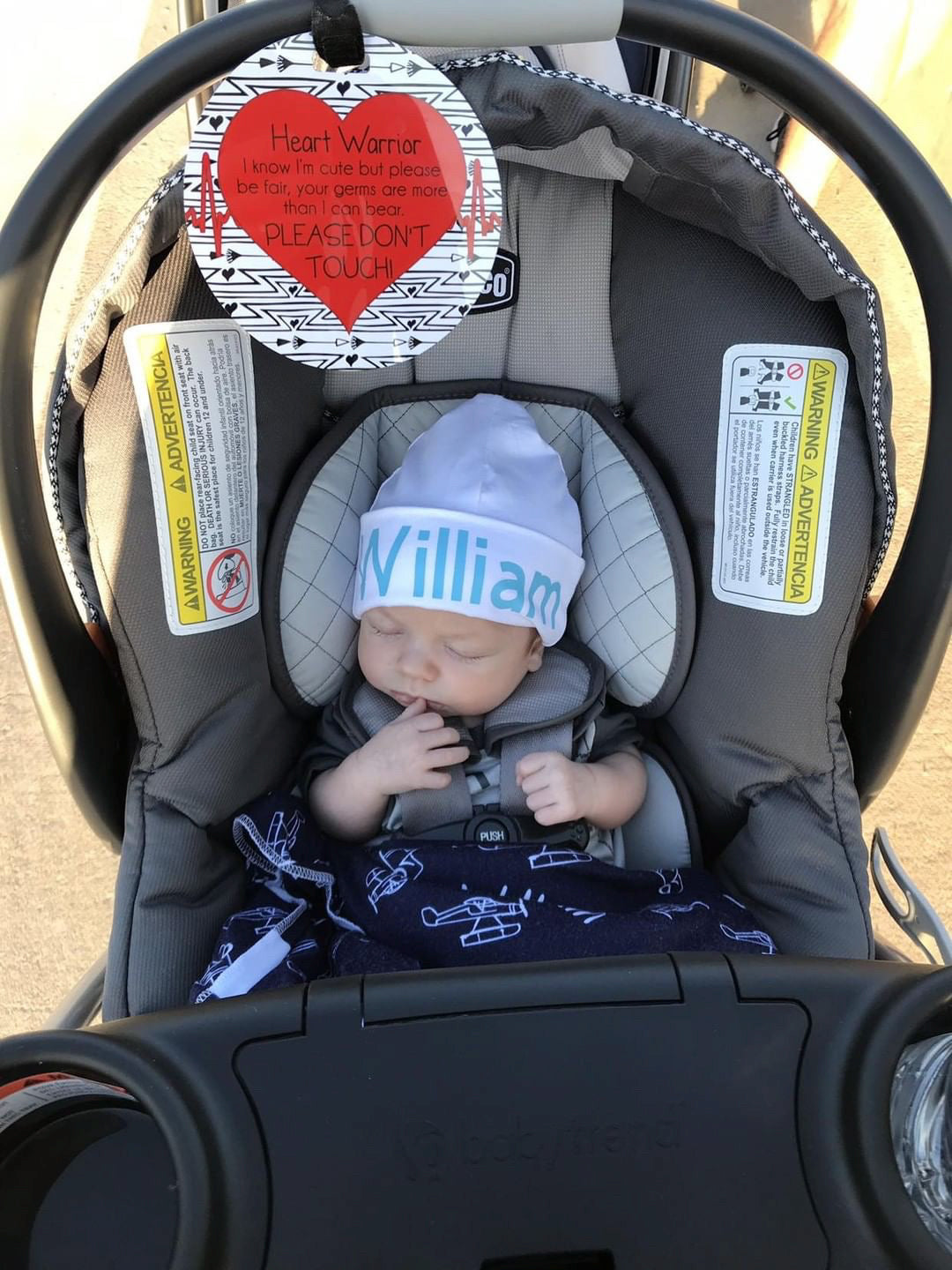 Heart Warrior No Touching Baby Car Seat Tag