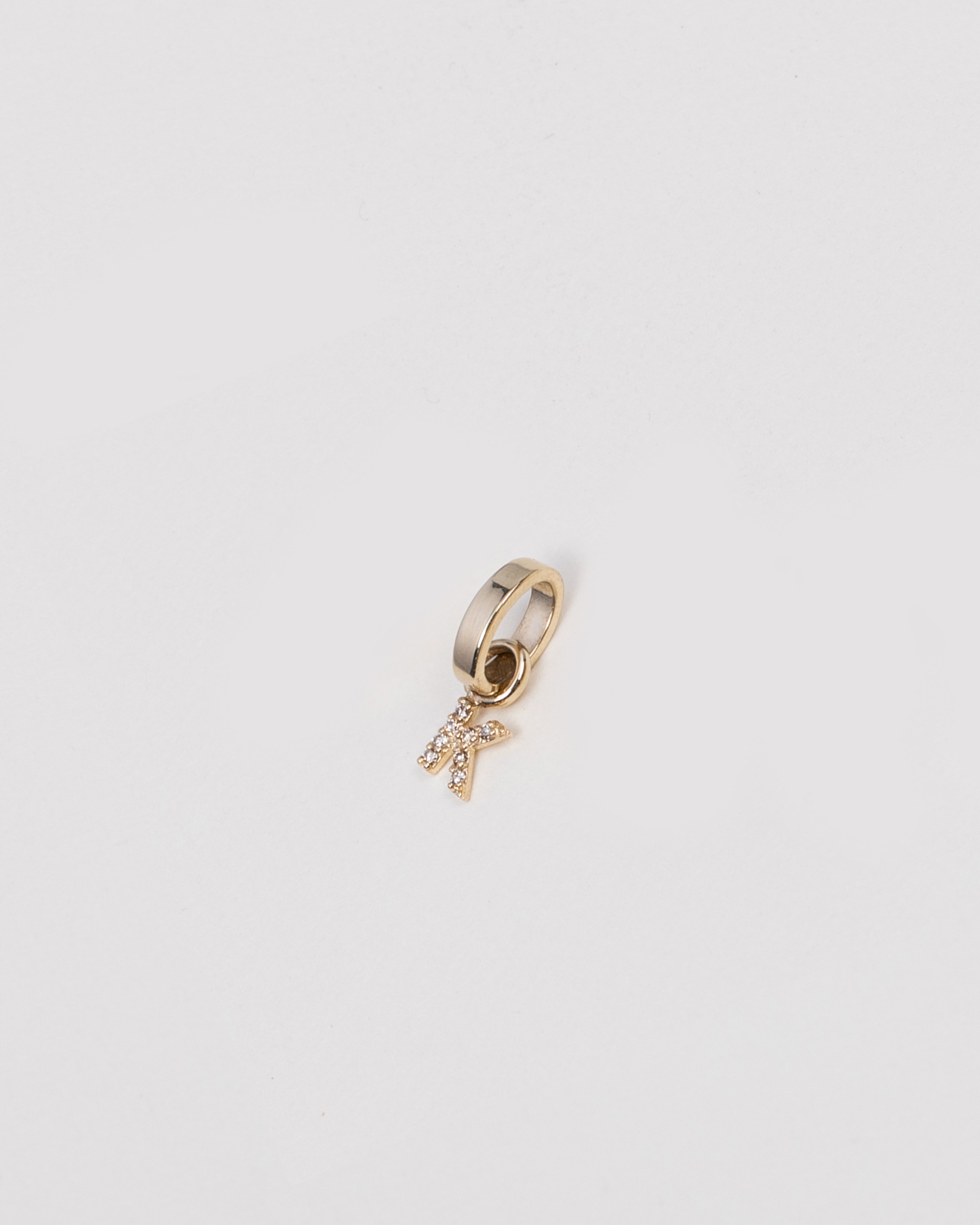 14k Gold Heirloom Charm With Mini Diamond Initial