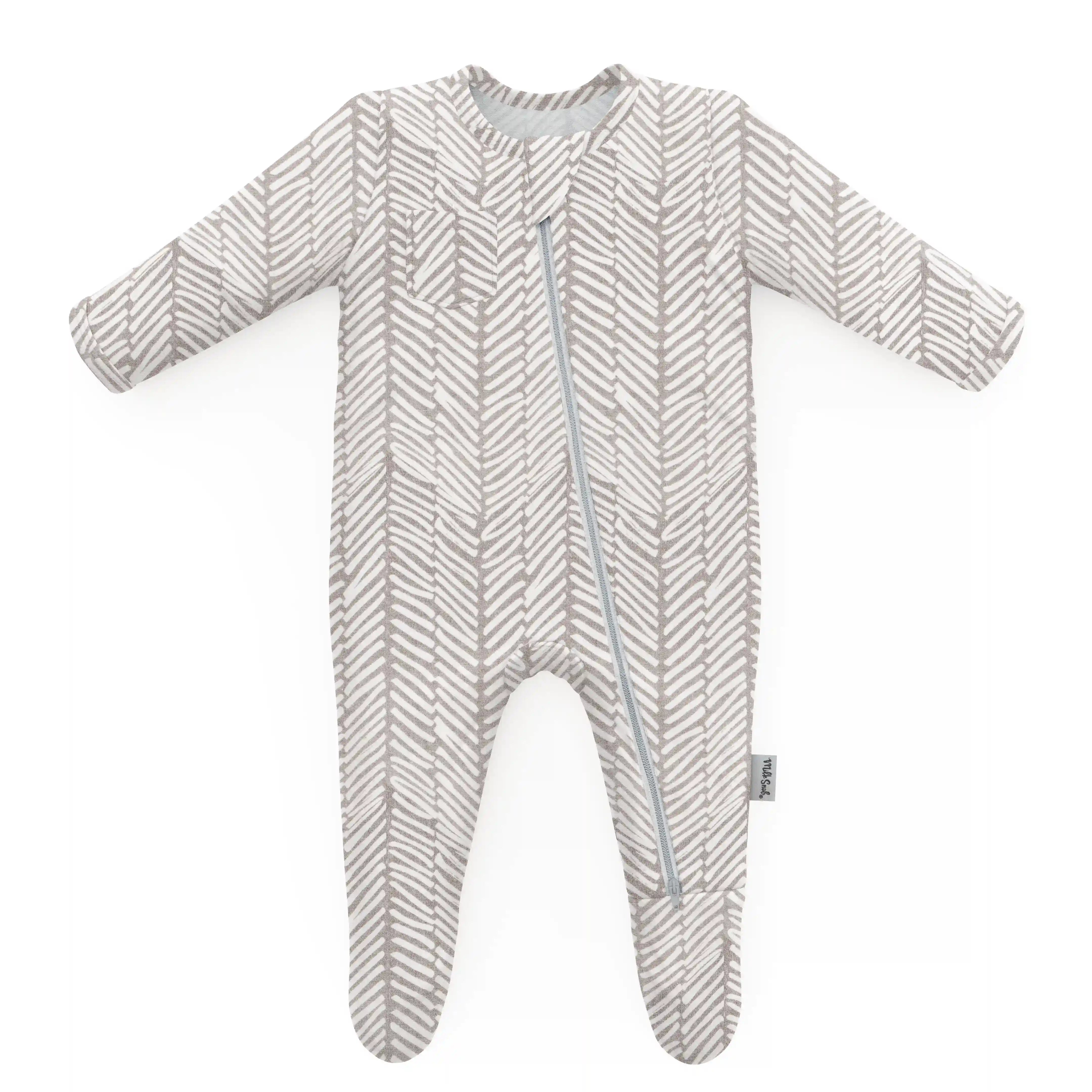 HERRINGBONE FOOTED JAMMIES by Milk Snob