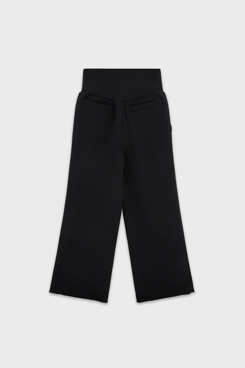 Cotton High Waisted Wide Leg Sweatpant With Raw Hem