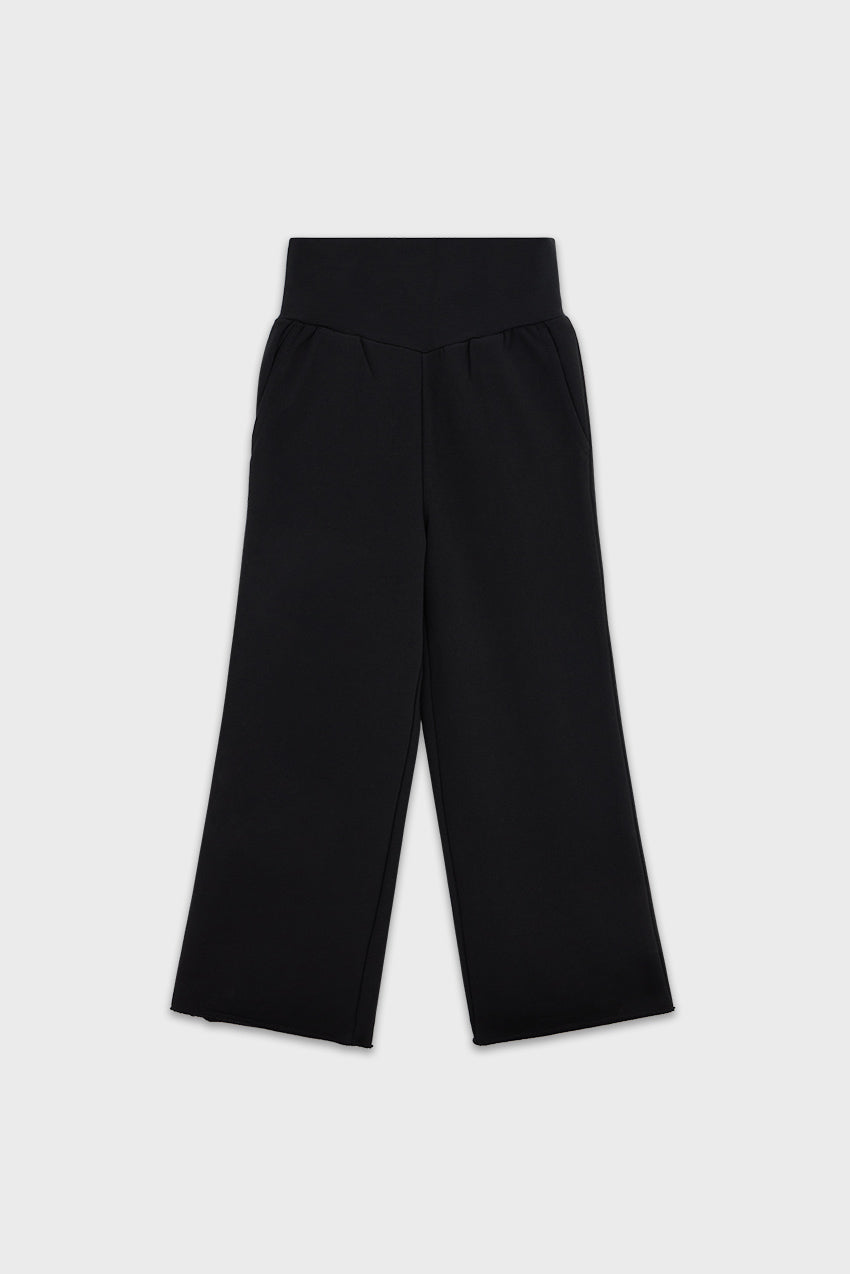 Cotton High Waisted Wide Leg Sweatpant With Raw Hem