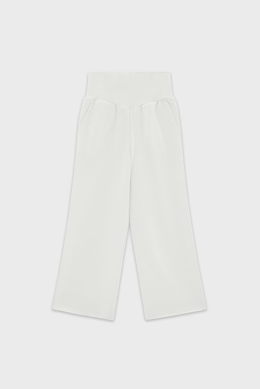 Cotton High Waisted Wide Leg Sweatpant With Raw Hem