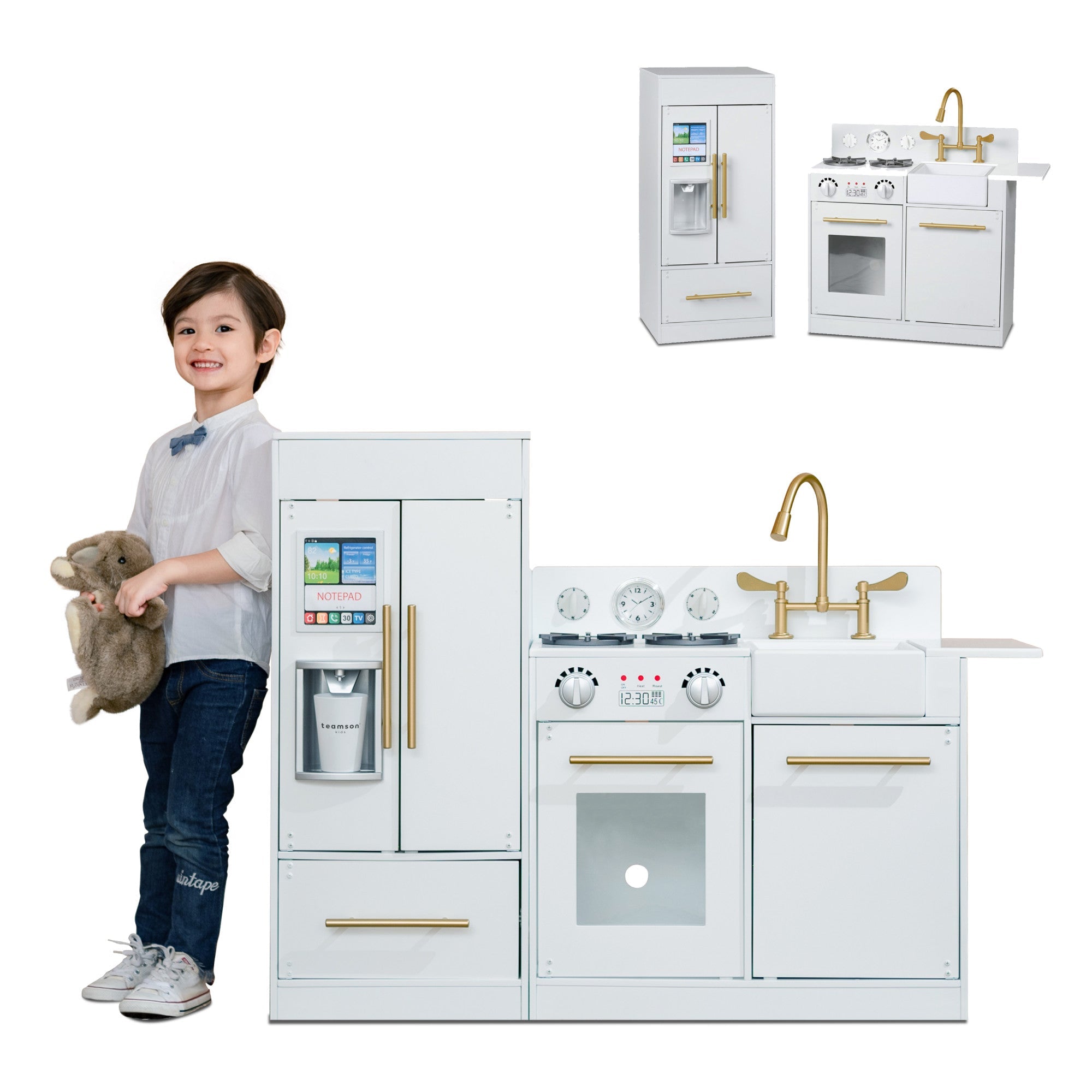 Little Chef Charlotte Modern Play Kitchen, White/gold