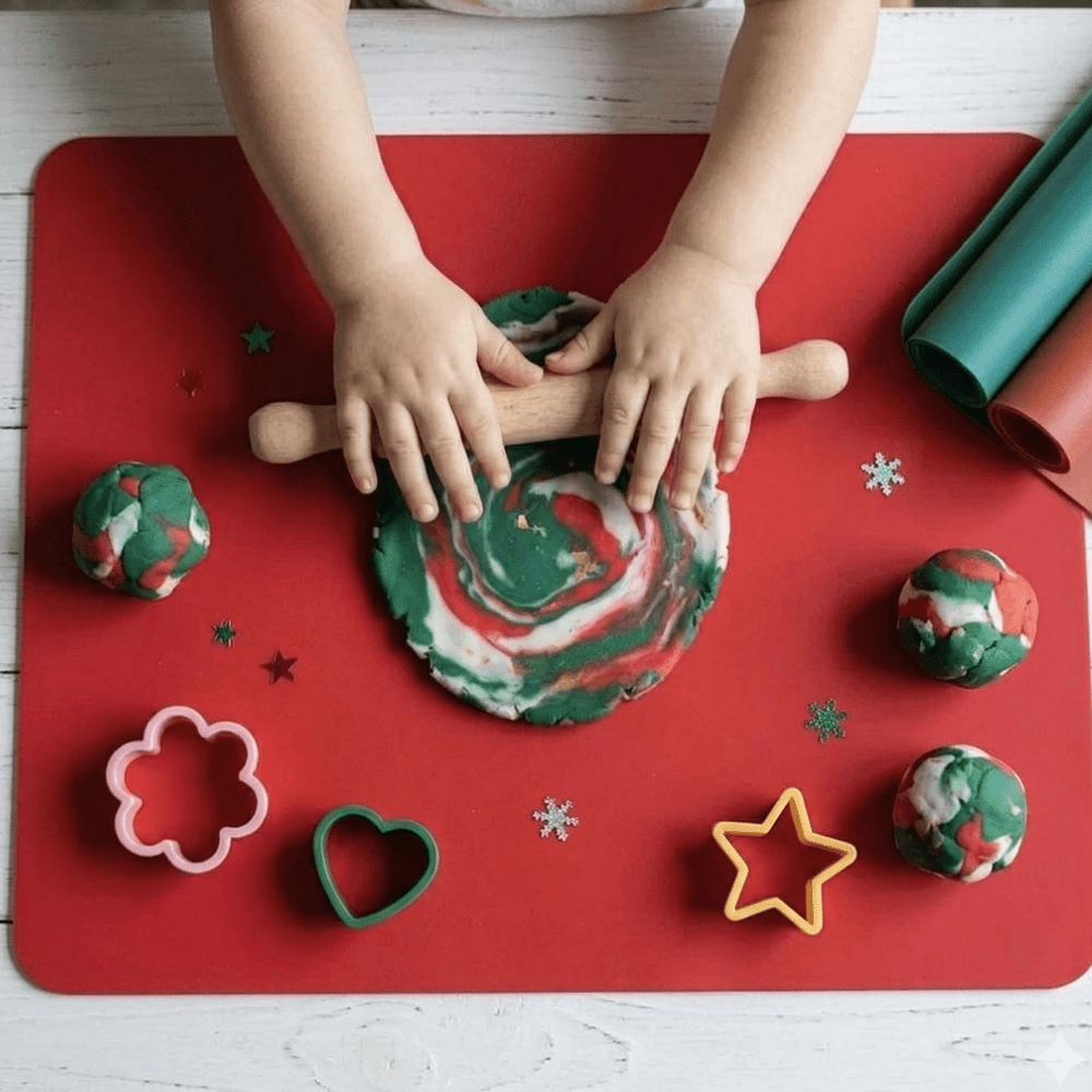 Holiday Red Silicone Play Dough Mat