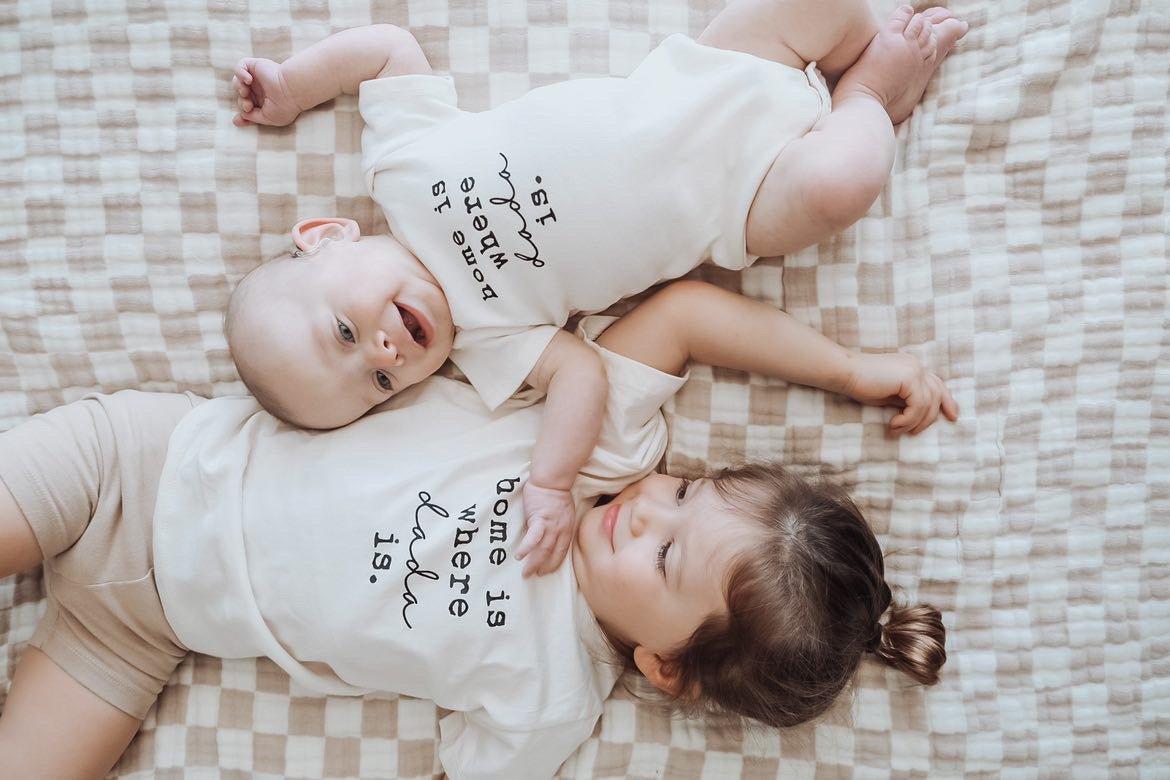 Home Is Where Dada Is Organic Cotton Baby Bodysuit Short Sleeve