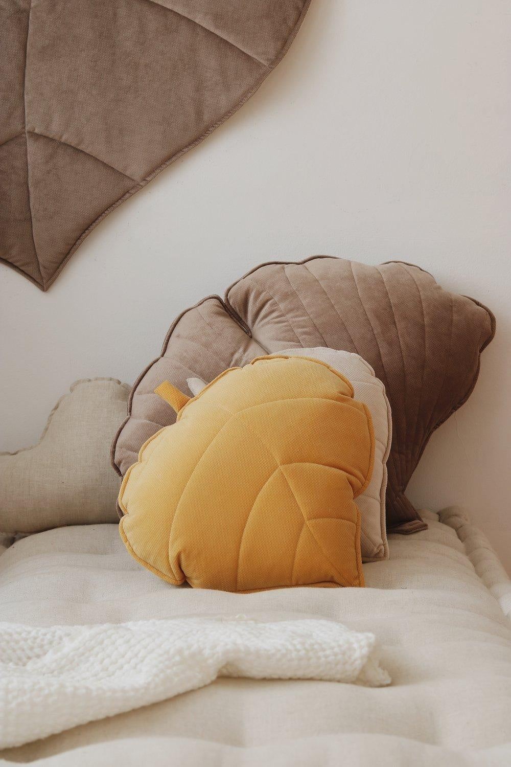 Velvet Honey Leaf Pillow