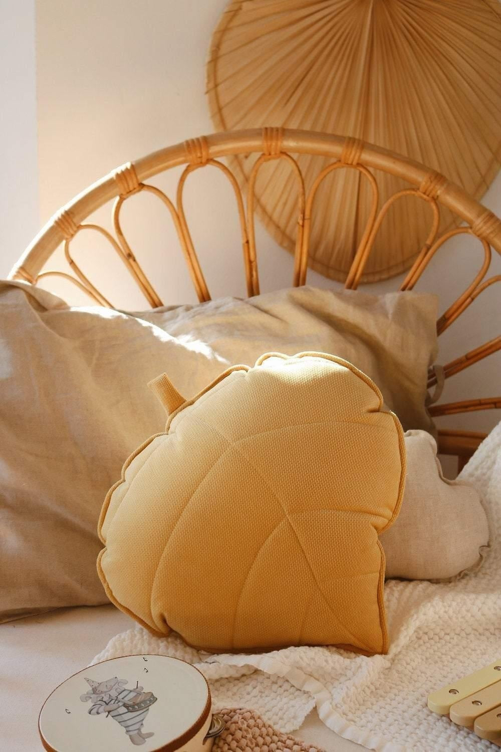 Velvet Honey Leaf Pillow