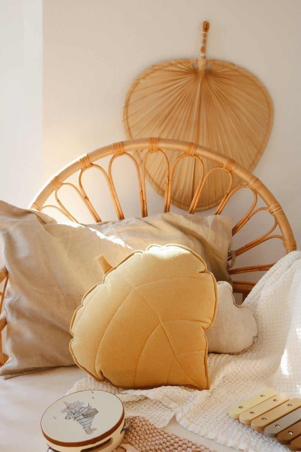 Velvet Honey Leaf Pillow