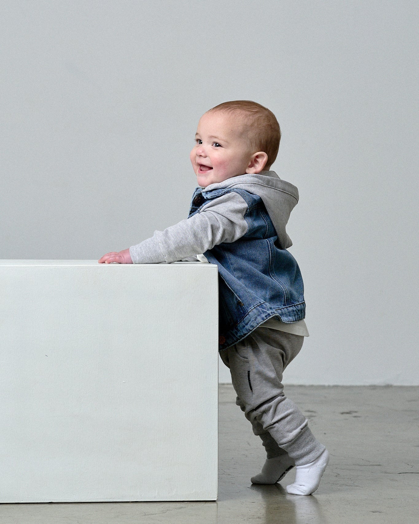 Hooded Denim Jacket - Grey