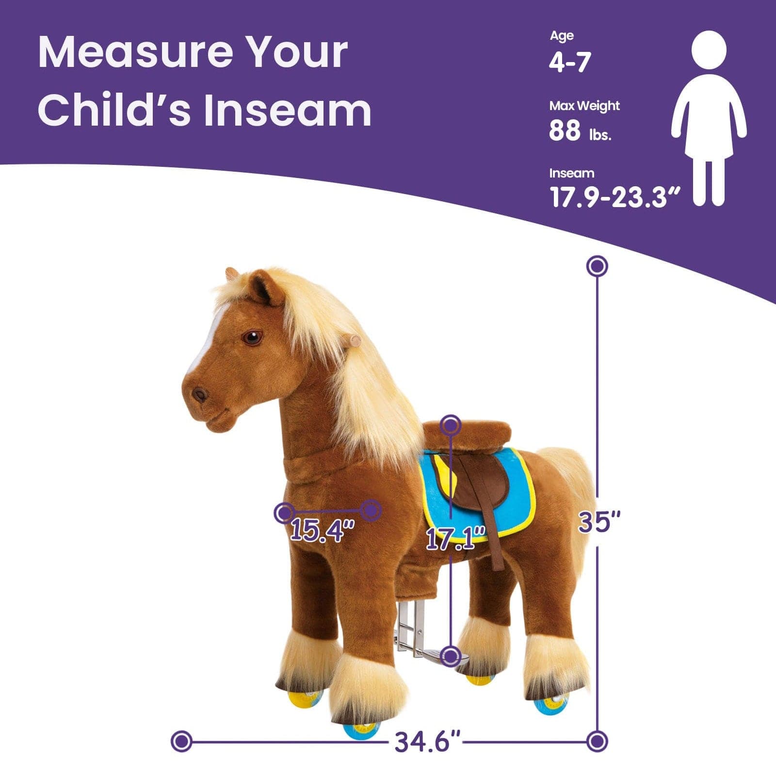 Model X® Horse Ride-on Toy Age 4-7 – Brown