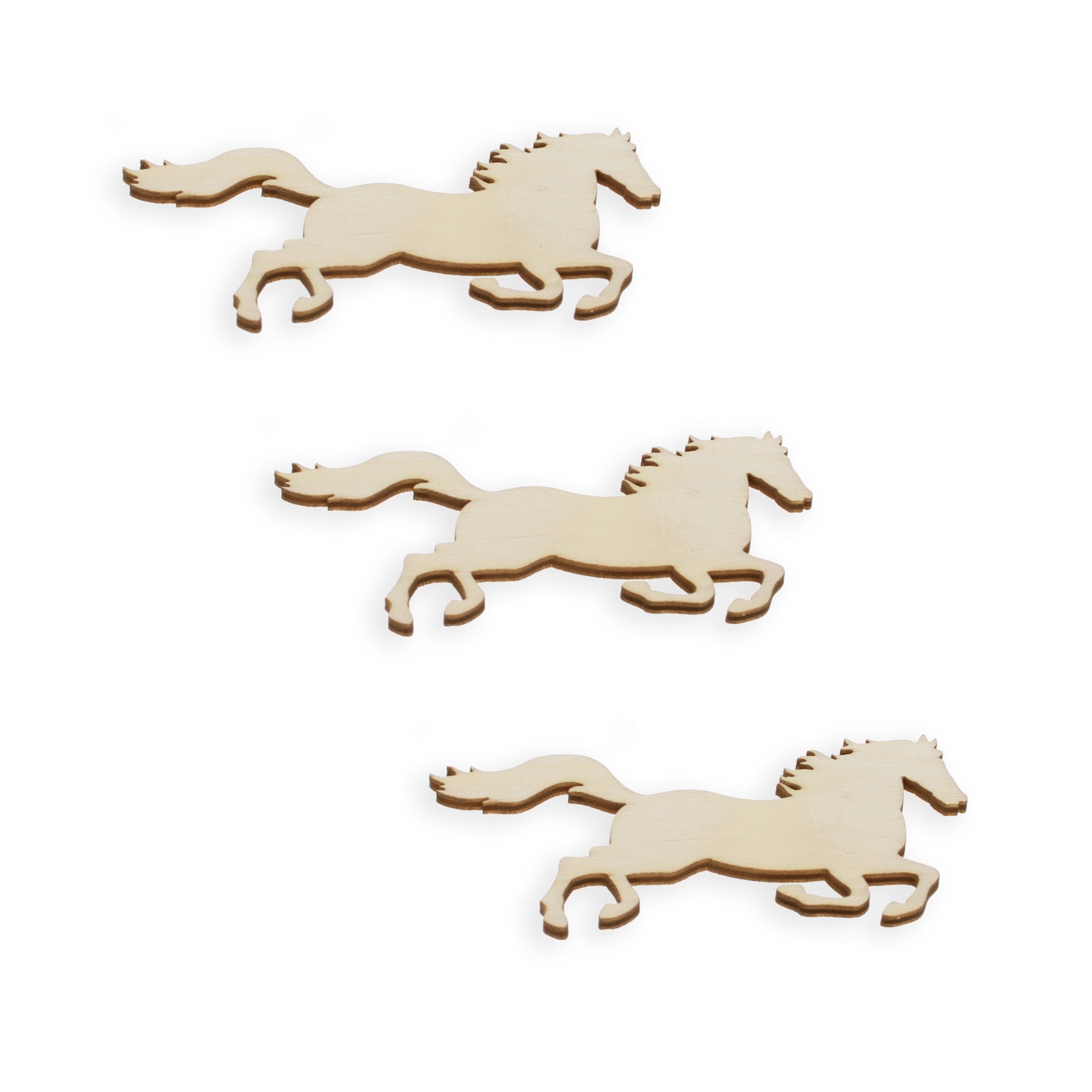 3 Running Horses Unfinished Wooden Shapes Craft Cutouts Diy Unpainted 3d Plaques 4 Inches