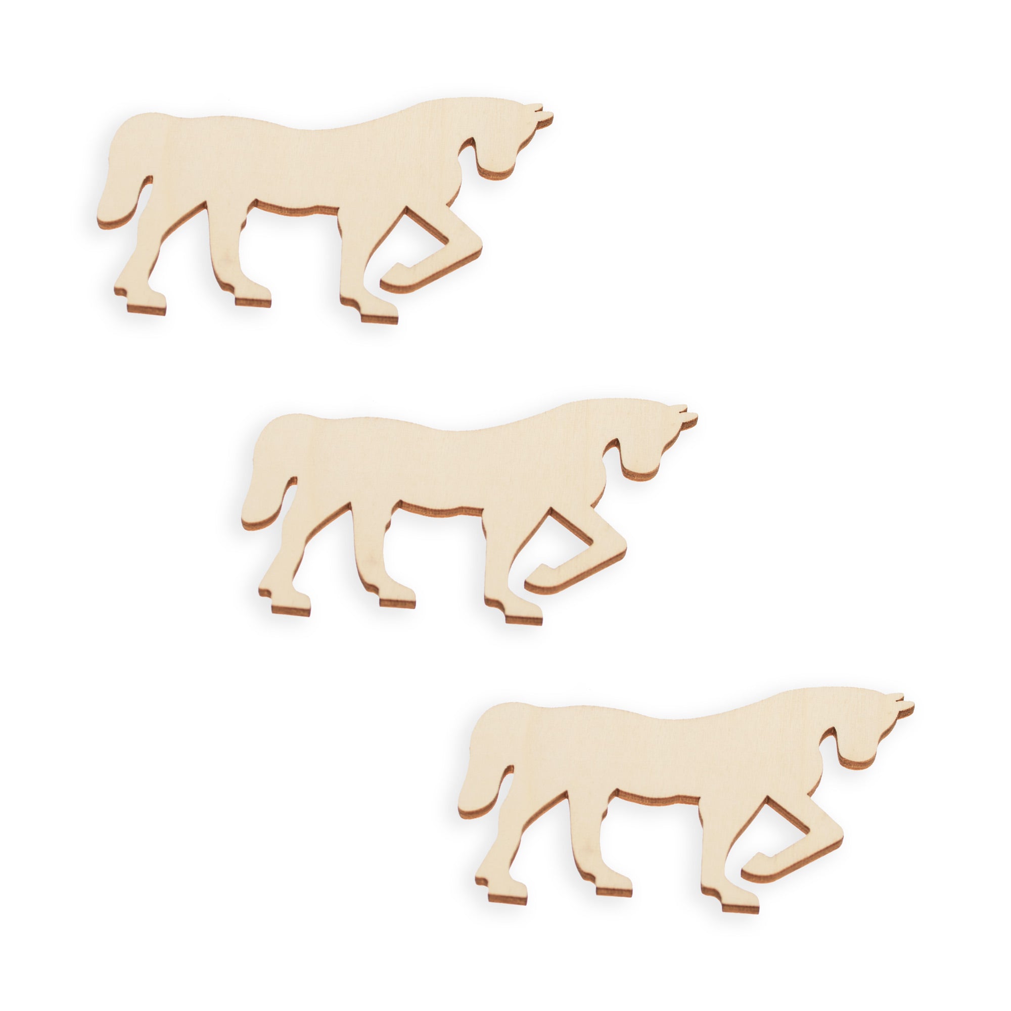 3 Horses Unfinished Wooden Shapes Craft Cutouts Diy Unpainted 3d Plaques 4 Inches