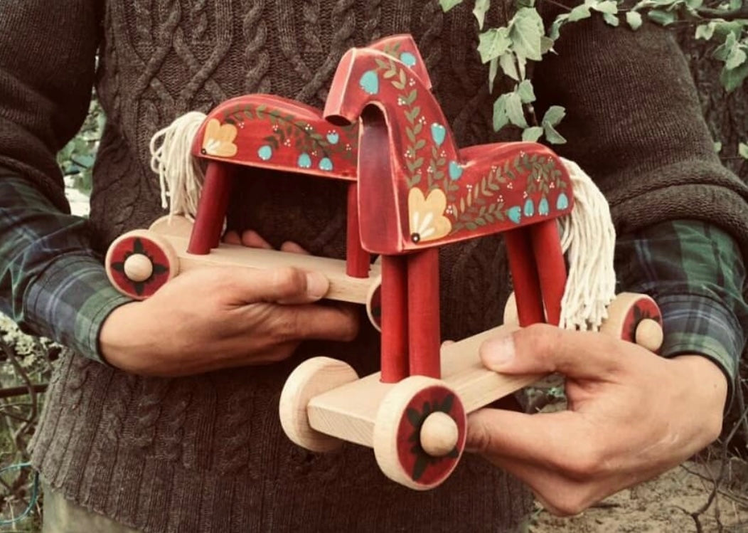 Wooden Horse On The Wheels