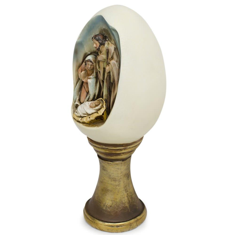 Holy Family Nativity Scene Egg Shape Resin Figurine 10 Inches